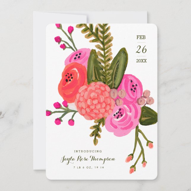 Vintage Garden Birth Announcement (Front)