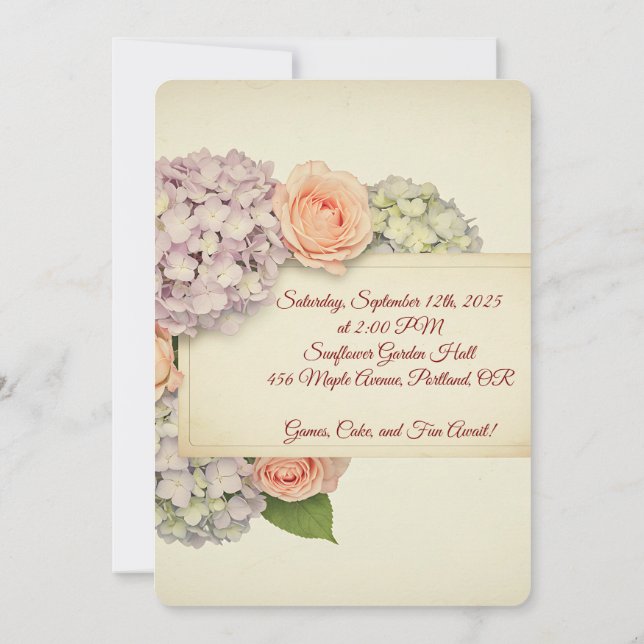 Vintage Garden Birthday Invitation (Back)