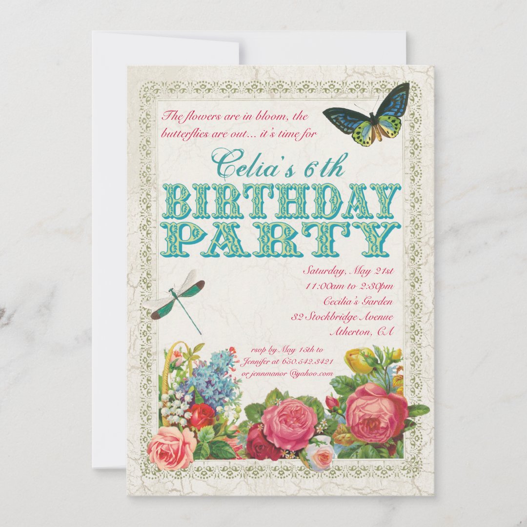 Vintage Garden Birthday Party Invitation Zazzle