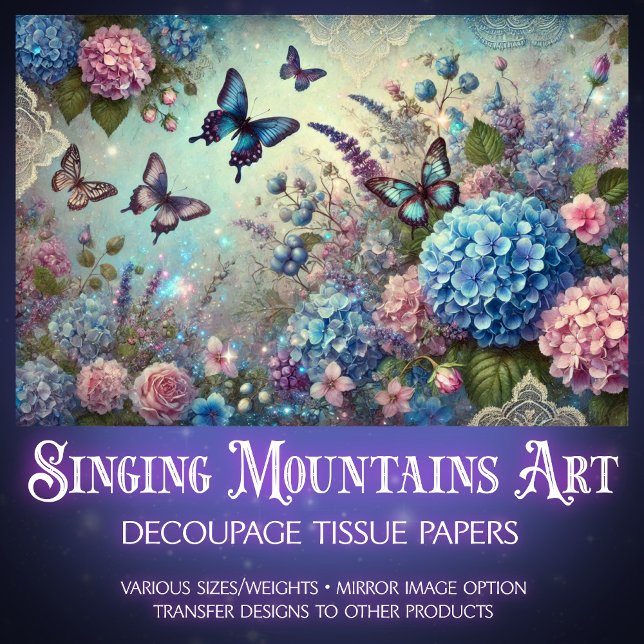 Vintage Garden Blooms & Butterflies Decoupage  Tissue Paper (Creator Uploaded)