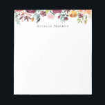 Vintage Garden Burgundy Floral Notepad<br><div class="desc">Vintage inspired watercolor garden flowers and foliage,  personalized notepad.</div>