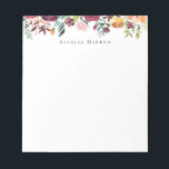 Vintage Garden Burgundy Floral Notepad<br><div class="desc">Vintage inspired watercolor garden flowers and foliage,  personalized notepad.</div>