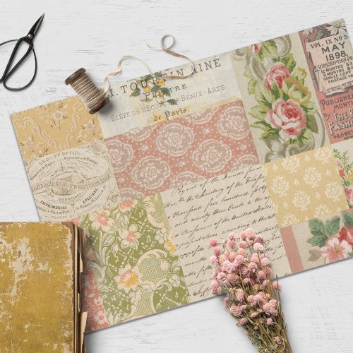 Vintage Garden Collage and Ephemera Tissue Paper