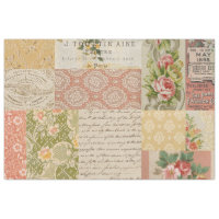 Vintage Ephemera Collage Craft Tissue Paper, Zazzle