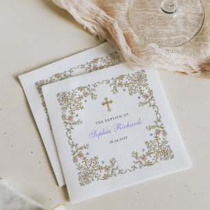 Vintage Garden   Colorful Elegant Baptism Napkins