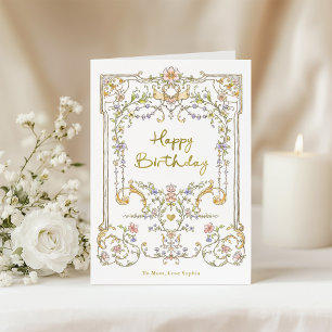 Vintage Garden   Colorful Elegant Happy Birthday Card