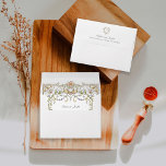 Vintage Garden | Colorful Luxe Wedding Envelope<br><div class="desc">These stunning and beautiful wedding envelopes feature an antique style, whimsical baroque illustration decorated with colorful flowers and leaves in subtle shades of peach, pink, purple, green, and neutrals on a white background. A whimsical look that also recalls the Art Nouveau style or regency elegance. Elegant calligraphy and classic gray...</div>