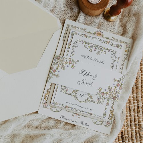 Vintage Garden  Colorful Luxe Wedding Invitation Belly Band