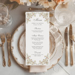 Vintage Garden | Colorful Luxe Wedding Menu<br><div class="desc">These stunning and beautiful wedding menu cards or rehearsal dinner cards feature an antique style, whimsical baroque illustrated border decorated with colorful flowers and leaves in subtle shades of peach, pink, purple, green, and neutrals on a white background. A whimsical look that also recalls the Art Nouveau style or regency...</div>