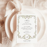 Vintage Garden | Colorful Luxe Wedding Menu<br><div class="desc">These stunning and beautiful wedding menu cards or rehearsal dinner cards feature an antique style, whimsical baroque illustrated frame decorated with colorful flowers and leaves in subtle shades of peach, pink, purple, green, and neutrals on a white background. A whimsical look that also recalls the Art Nouveau style or regency...</div>