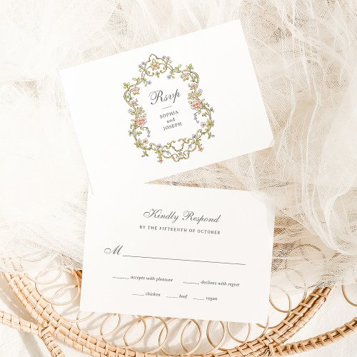 Vintage Garden  Colorful Luxe Wedding RSVP Card