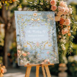 Vintage Garden | Colorful Luxe Wedding Welcome Acrylic Sign<br><div class="desc">This stunning and beautiful wedding welcome clear acrylic sign features an antique style, whimsical baroque illustrated frame decorated with colorful flowers and leaves in subtle shades of peach, pink, purple, green, and neutrals. A whimsical look that also recalls the Art Nouveau style or regency elegance. Elegant calligraphy and classic white...</div>