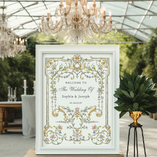 Vintage Garden   Colorful Luxe Wedding Welcome Poster