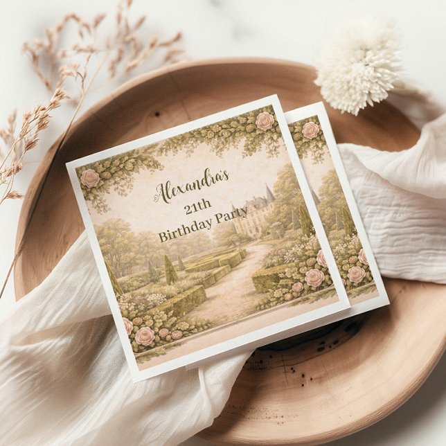 Vintage Garden Countryside Birthday Napkins (Creator Uploaded)