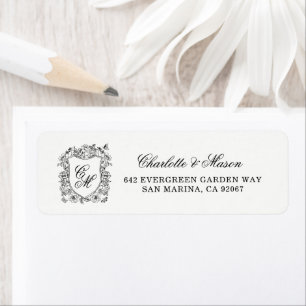 Vintage Garden Crest Monogram Return Address Label