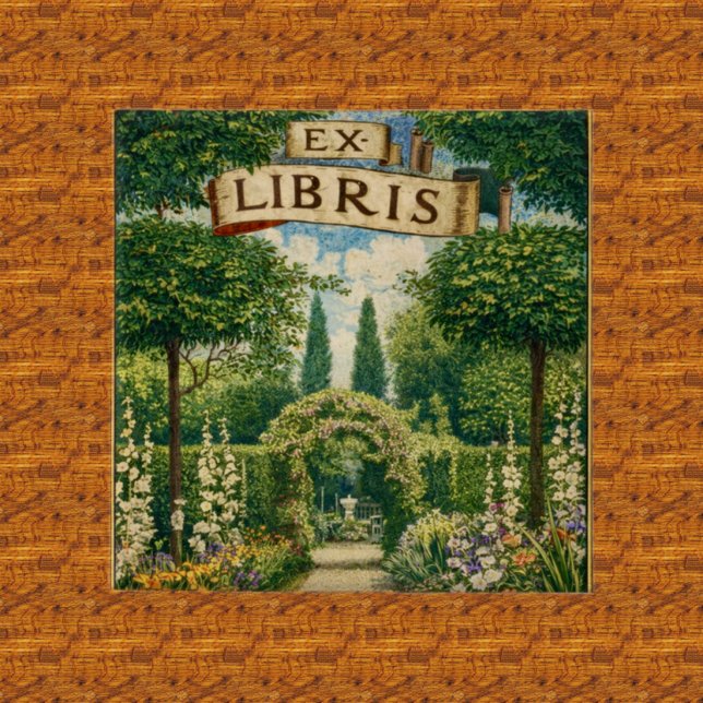 Vintage Garden Ex Libris Bookplate  Button (Creator Uploaded)