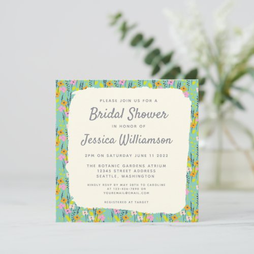 Vintage Garden Floral Bridal Shower Invitation