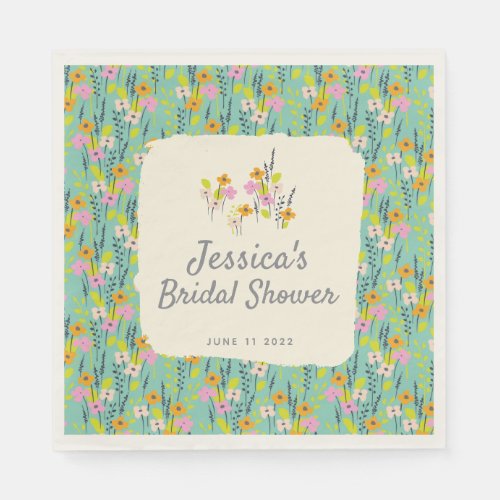 Vintage Garden Floral Bridal Shower Invitation Napkins