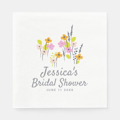 Vintage Garden Floral Bridal Shower Personalized Napkins