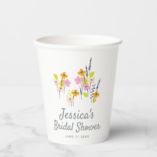 Vintage Garden Floral Bridal Shower Personalized  Paper Cups