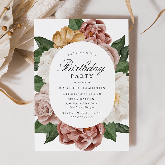 Vintage Garden Floral Frame Birthday Party Invitation (Creator Uploaded)