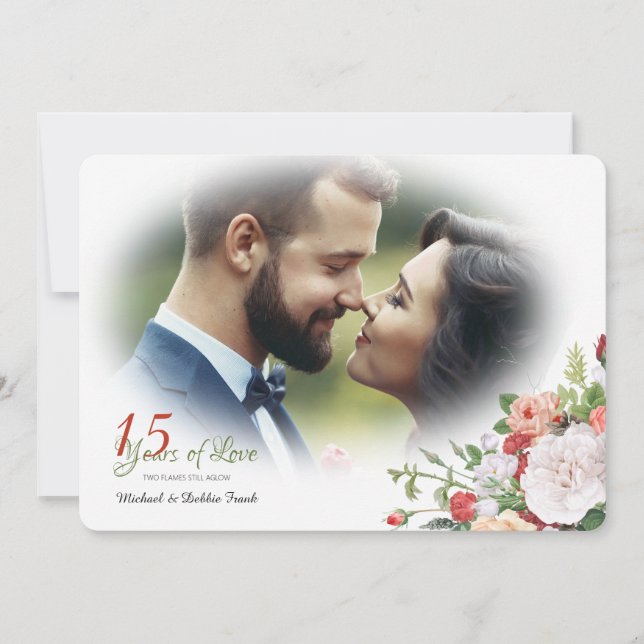 Vintage Garden Floral Photo Anniversary Invitation (Front)