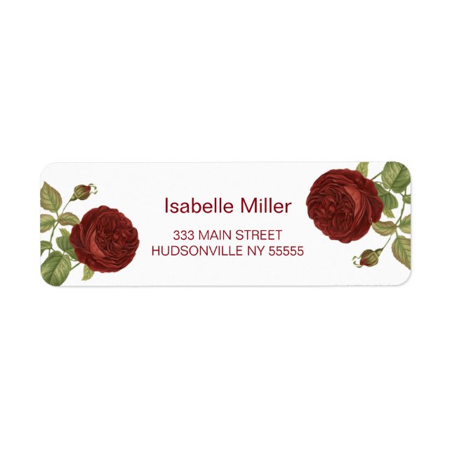 Vintage Garden Floral Red Rose Label (Front)