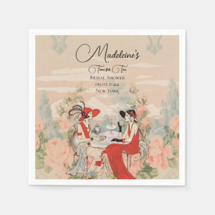 Vintage Garden Floral Time for Tea Bridal Shower Napkins