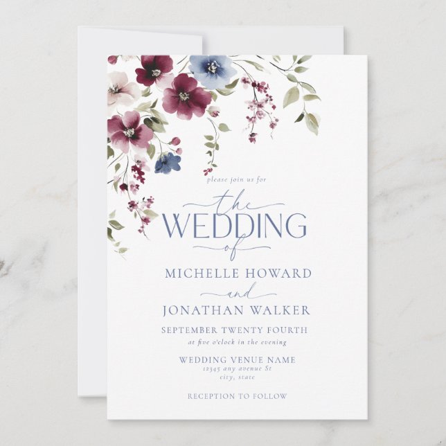 Vintage Garden Floral Wedding  Invitation (Front)