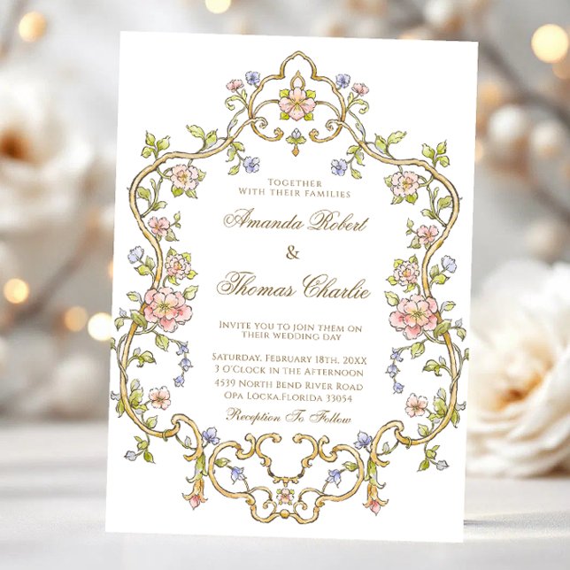 Vintage Garden Floral Wedding Invitation (Creator Uploaded)