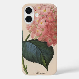 Vintage Garden Flowers, Pink Hydrangea Hortensia iPhone 16 Case