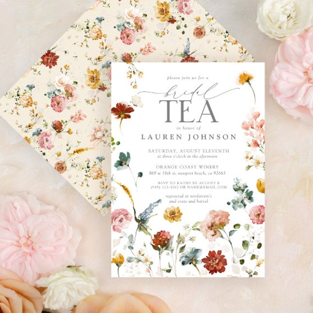 Vintage Garden Flowers Watercolor Bridal Tea Invitation (Creator Uploaded)