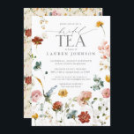 Vintage Garden Flowers Watercolor Bridal Tea Invitation<br><div class="desc">Announcing our Elegant Garden Flowers Watercolor Floral Bridal Tea Shower Invitation. A pretty, modern invitation designed to impress with airy watercolor garden flowers in shades of dusty blue, pink, gold, white and scarlet. Classic elegance with a modern twist, incorporating hand written calligraphy, and elegant serif typography. Features a vintage pattern...</div>