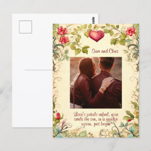 VINTAGE GARDEN FRAME CUSTOMIZED LOVE QUOTE POSTCARD