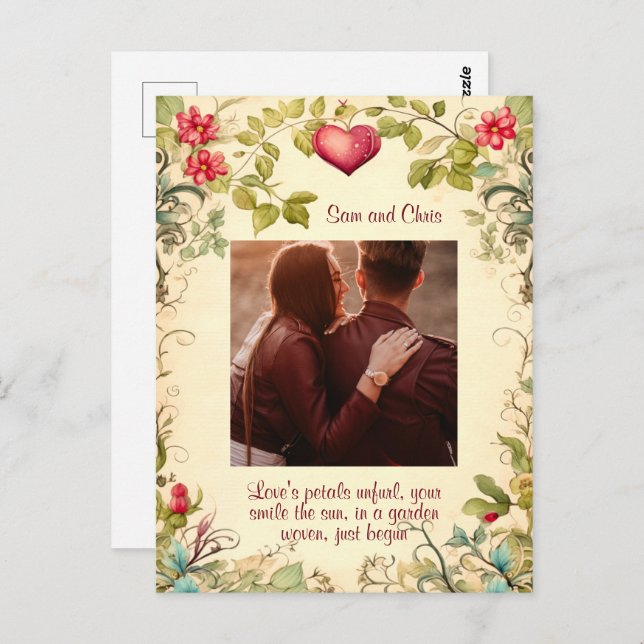 VINTAGE GARDEN FRAME CUSTOMIZED LOVE QUOTE POSTCARD (Front/Back)