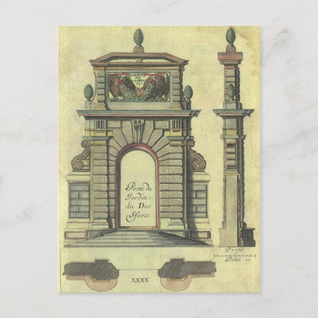 Vintage Garden Gate Arch, Renaissance Architecture Postcard (Front)