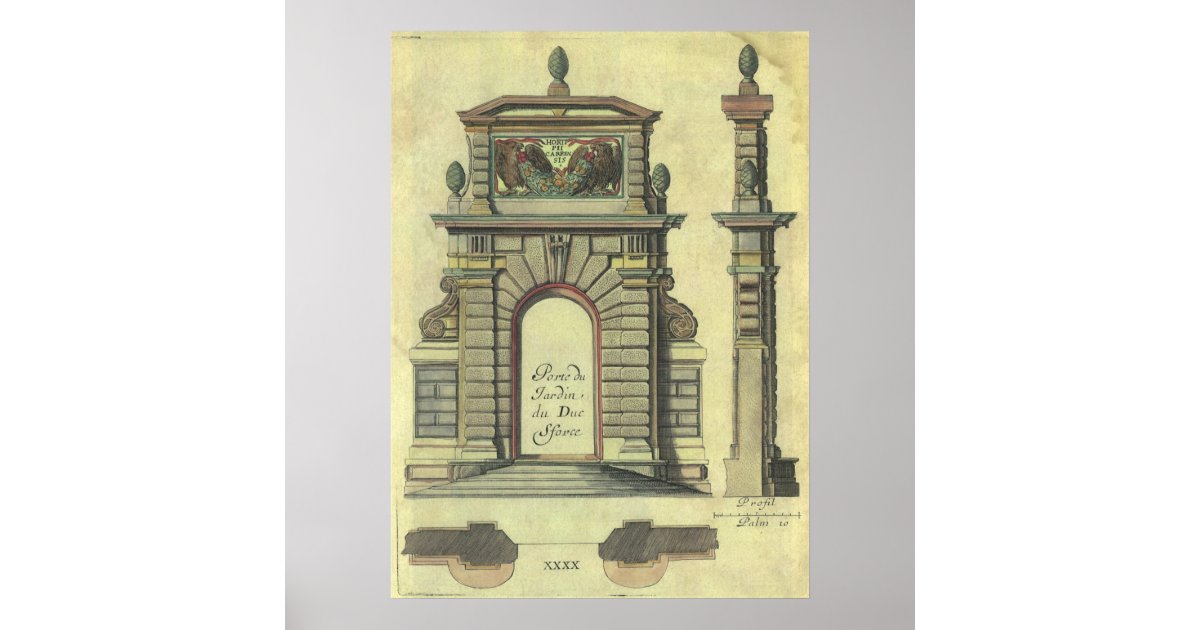 Vintage Garden Gate Arch Renaissance Architecture Poster