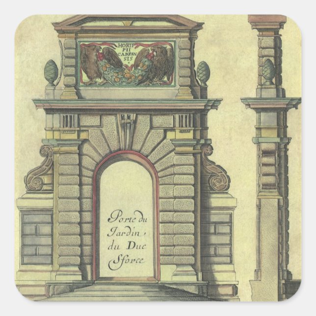 Vintage Garden Gate Arch, Renaissance Architecture Square Sticker (Front)