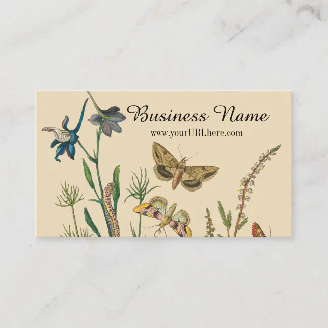 Vintage Garden Insects, Butterflies, Caterpillars Business Card | Zazzle