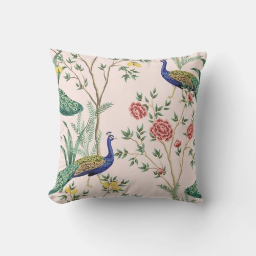 Vintage garden lemon fruit tree plant exotic pea throw pillow