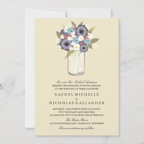 Vintage Garden Mason  Wedding Invitation