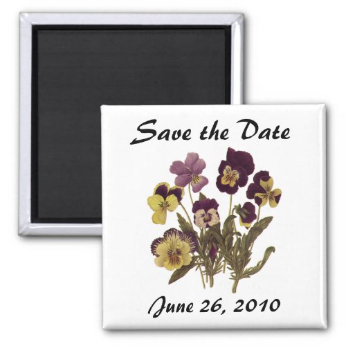 Vintage Garden Pansy Flowers Save the Date Magnet