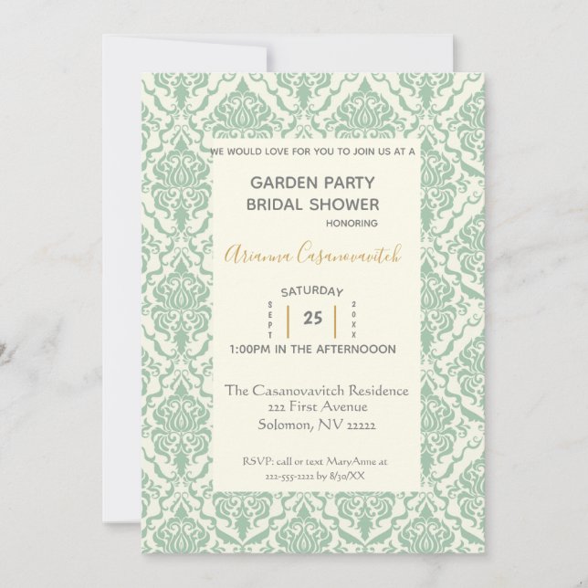 Vintage Garden Party Bridal Shower Invitation (Front)