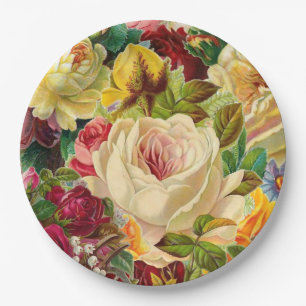 Vintage Garden Party Floral Paper Plates