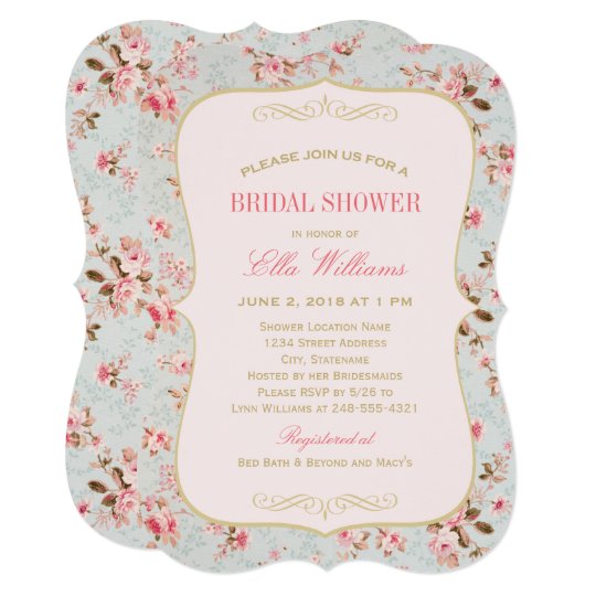 Vintage Garden Party Pink Fl Bridal Shower Invitation Vintage Garden Party Pink Fl Bridal Shower Invitation