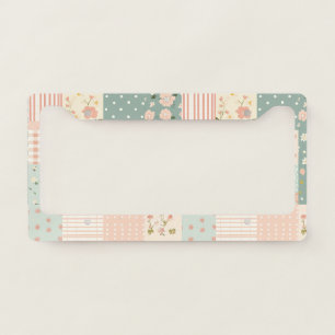 Vintage Garden Patchwork in Dusty Rose & Lavender License Plate Frame