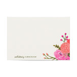 Vintage Garden Personalized Stationery Note Card<br><div class="desc">Hand painted pink and red floral design by Shelby Allison.</div>
