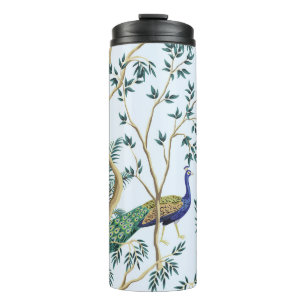 Vintage garden pomegranate fruit tree, exotic bird thermal tumbler