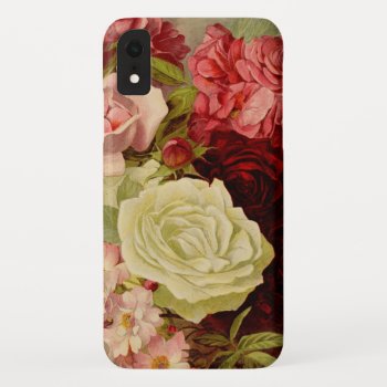 Vintage Garden Rose Flowers  Love And Romance Iphone Xr Case by InvitationCafe at Zazzle