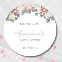 Vintage Garden Roses Baby Shower Thank You